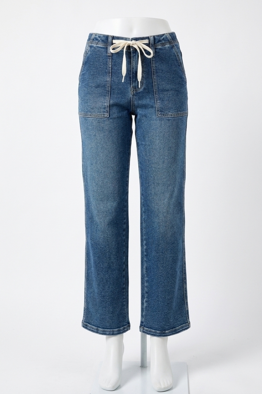 NEW JUDY BLUE hi-rise drawstring waist jeans in blue
